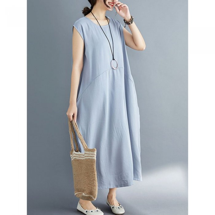 Sleeveless Solid Color Irregular Maxi Dress For Women