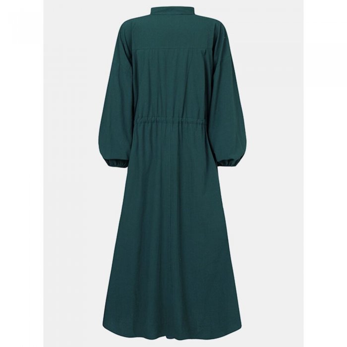 Elegant Damen Solid Color V-neck Long Sleeve Shirt Dress