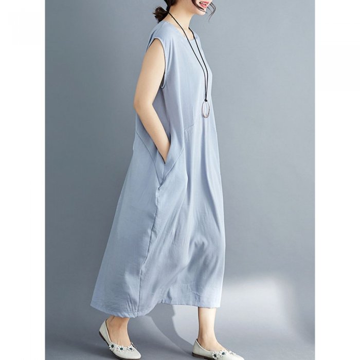 Sleeveless Solid Color Irregular Maxi Dress For Women